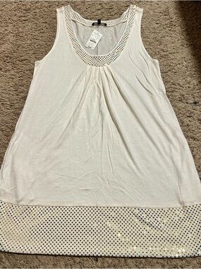 Express Cream Tank with Gold Dot Trim